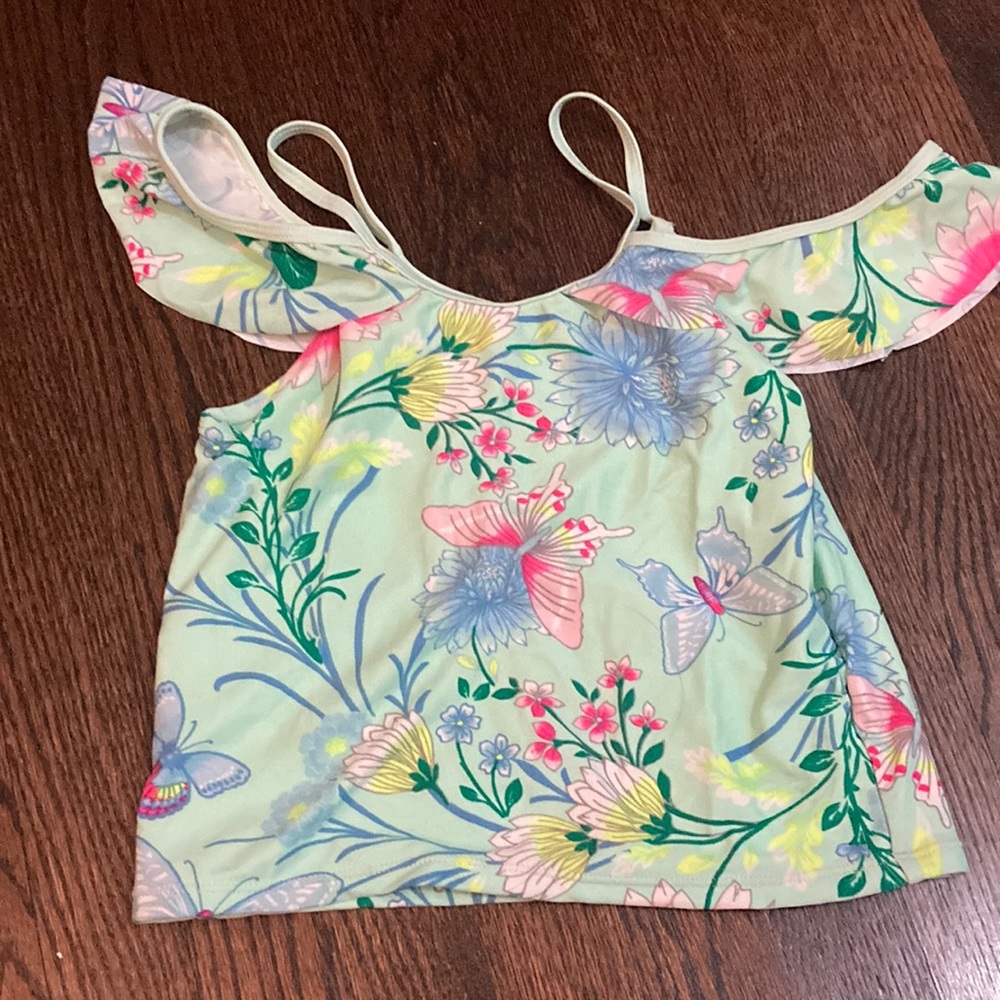 2 for $10 Mint green flower swim top